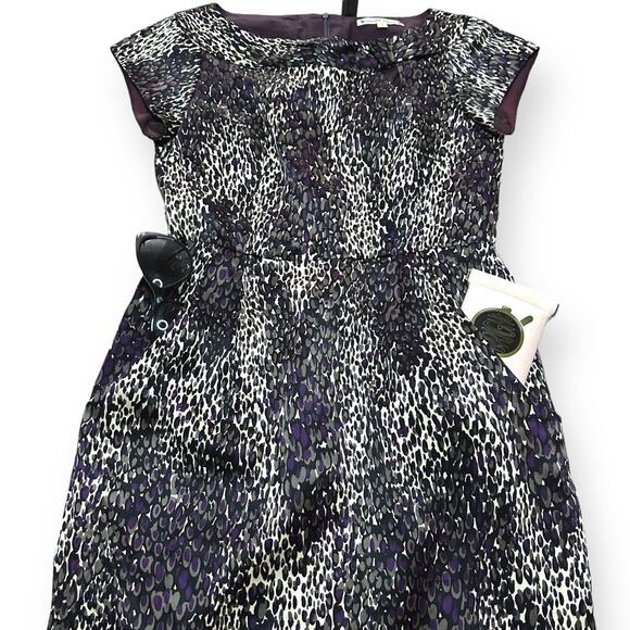 NANETTE LEPORE 100% Silk Cheetah Print Sheath Cocktail Dress Pencil Cap Sleeve 2 - Picture 8 of 13